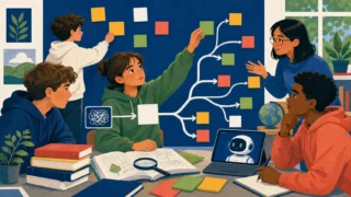 探究学習で複数の視点から問いを作る高校生